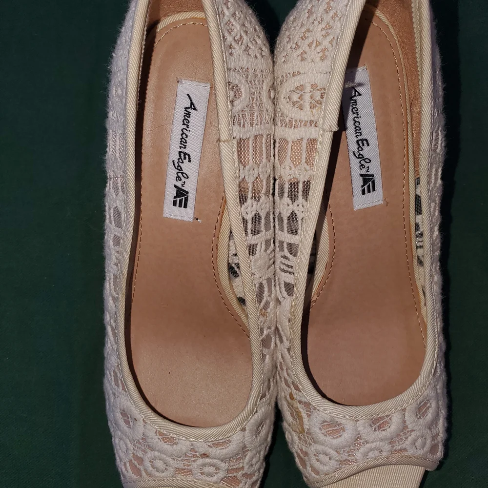 American Eagle Outfitters Beige Lace Wedges - Picture 2 of 5
